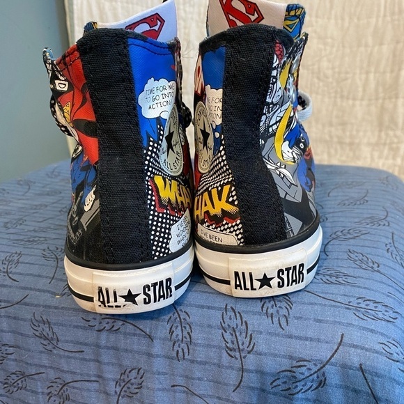 Converse X DC comics Superman double laced high top sneakers women’s 6 - Picture 7 of 8